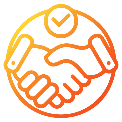 business partner hands orange icon